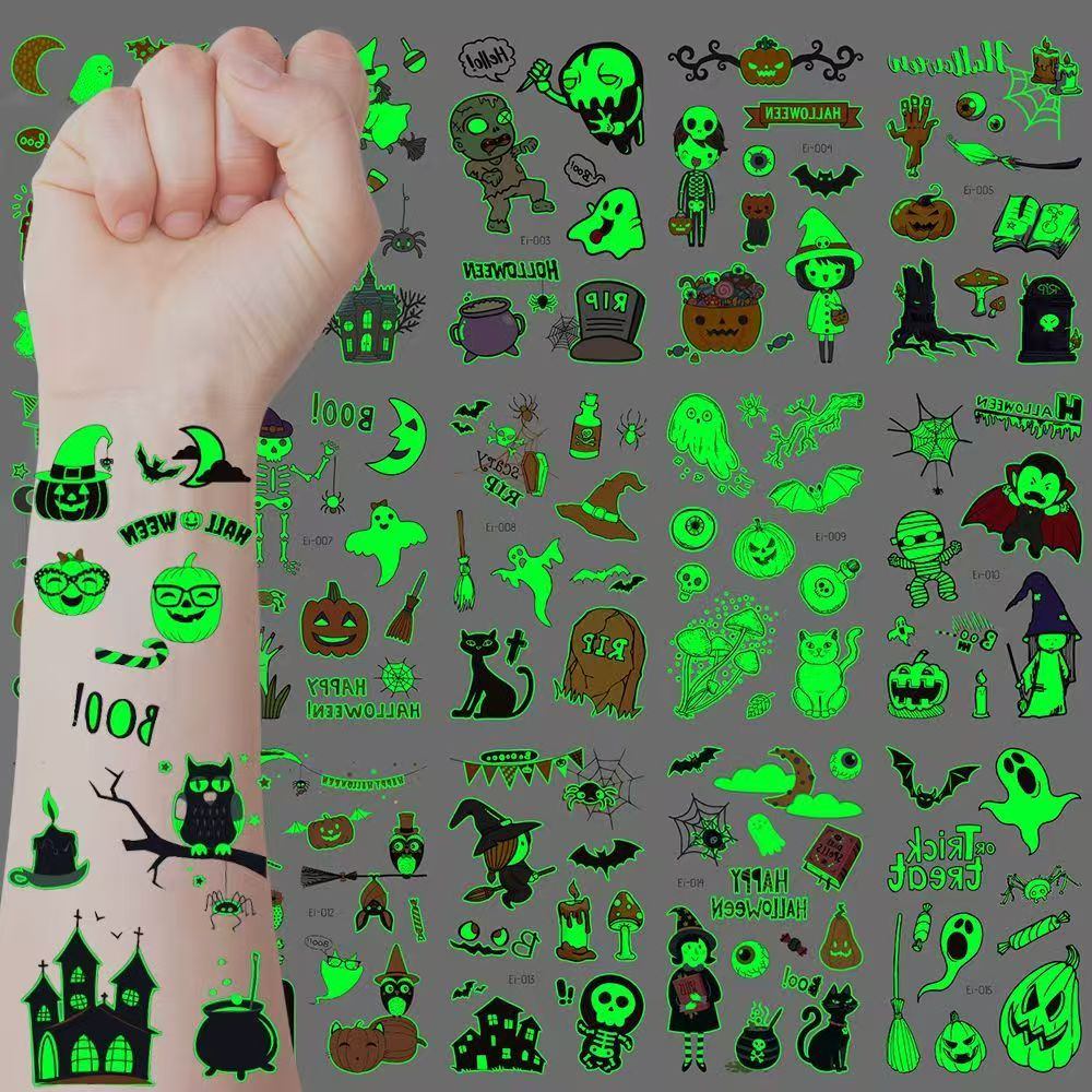 Halloween Gecə Parıltısı Tatu etiketləri